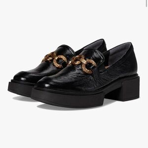 Dolce Vita Black Loafers with Gold Chain Accent